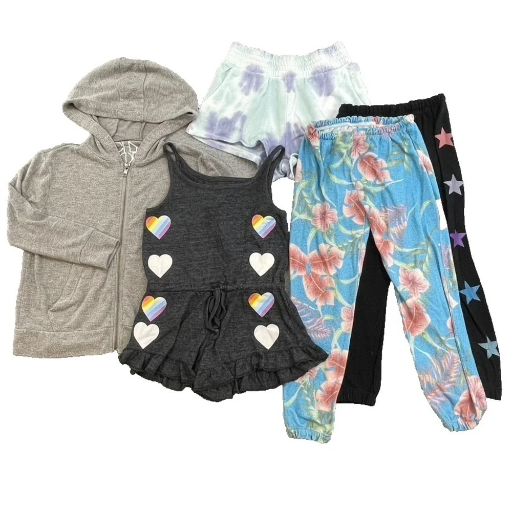 Chaser Z Supply So Niki Lot Outfit Girls 5 Romper Sweatshirt Sweatpants Play